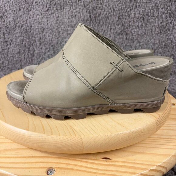 Sorel Shoes - Sorel Joanie II Wedge Sandal Womens 10 Leather Beige Slip On Slide Open Toe Shoe